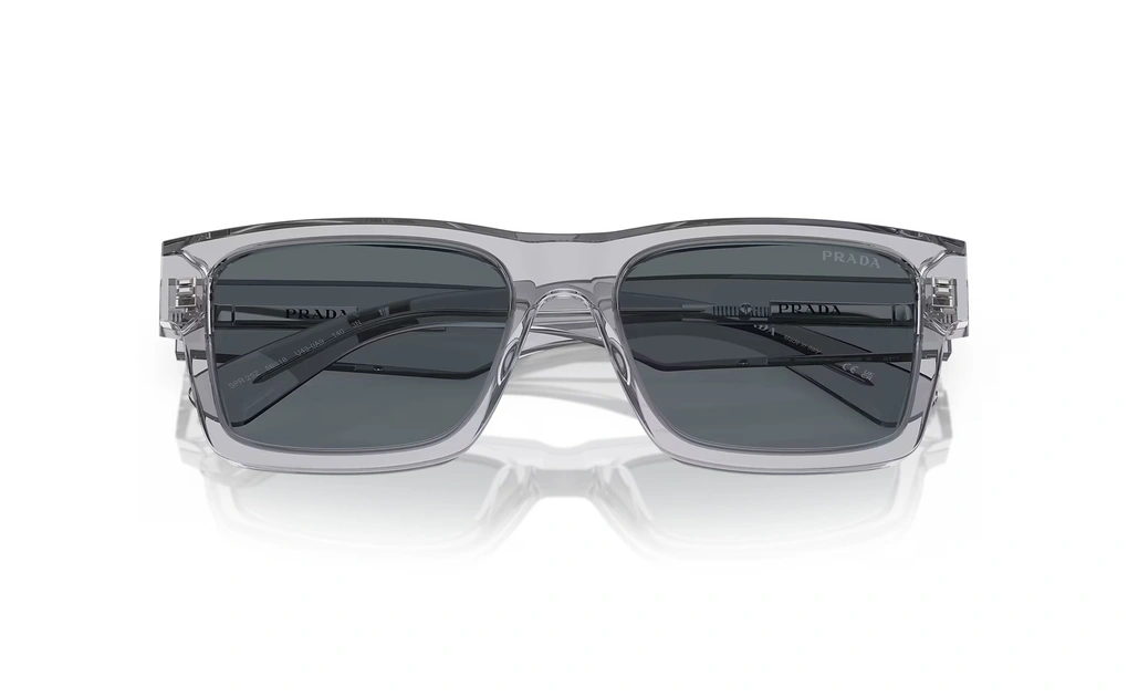 عینک آفتابی اورسایز پراد با بدنه گرافیتی شیشه‌ای و عدسی خاکستری - زاویه بالا