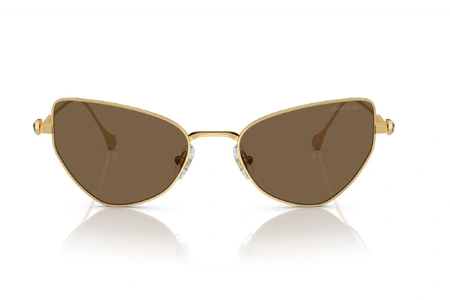 عینک آفتابی گربه‌ای سواروسکی SK7011 با بدنه طلایی و عدسی قهوه‌ای - زاویه روبرو