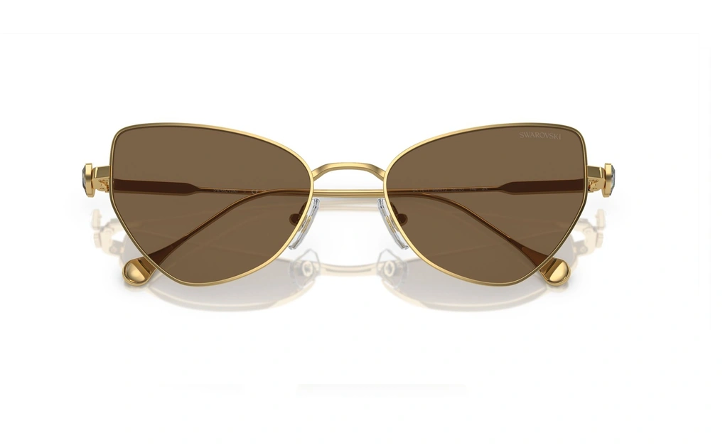 عینک آفتابی گربه‌ای سواروسکی SK7011 با بدنه طلایی و عدسی قهوه‌ای - زاویه بالا