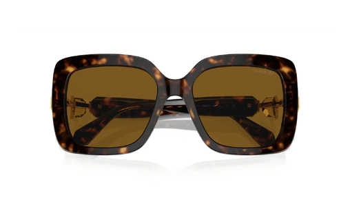 عینک آفتابی مربعی سواروسکی اورسایز با بدنه قهوه‌ای هاوانا و عدسی قهوه‌ای - زاویه بالا