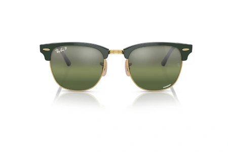 عینک آفتابی پلاریزه کلاب مستر کرومانس ری بن فریم سبز طلایی به همراه عدسی سبز جیوه ای - عکس از زاویه روبرو