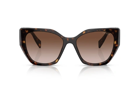 عینک آفتابی کائوچویی زنانه پرادا SPR19ZS با بدنه قهوه‌ای هاوانا و عدسی قهوه‌ای طیف‌دار - زاویه روبرو