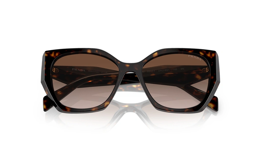 عینک آفتابی کائوچویی زنانه پرادا SPR19ZS با بدنه قهوه‌ای هاوانا و عدسی قهوه‌ای طیف‌دار - زاویه بالا