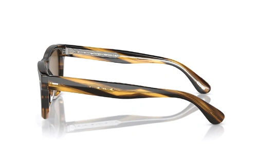 عینک آفتابی الیور پیپیلز فریم کائوچویی مربعی رنگ قهوه ای روشن و عسلی و عدسی قهوه ای - عکس از زاویه کنار