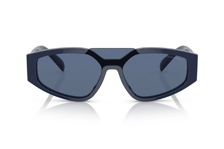 عینک آفتابی گربه‌ای امپریو آرمانی با حدقه هندسی - رنگ آبی و عدسی آبی - زاویه روبرو