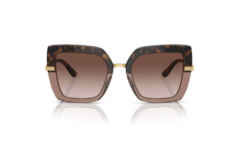 عینک آفتابی پروانه ای دولچه و گابانا به رنگ قهوه‌ای روشن شیشه‌ای،قسمت بالای حدقه طرح هاوانا و عدسی قهوه‌ای طیف‌دار- زاویه روبرو