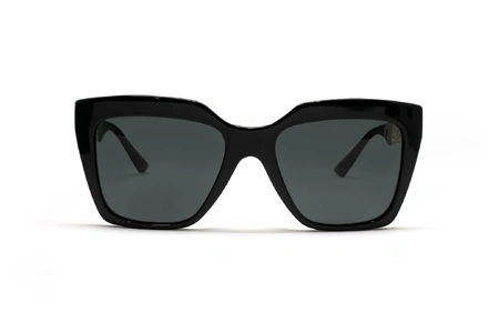 عینک آفتابی ورساچه فریم کائوچویی مستطیلی مشکی عدسی دودی - عکس از زاویه روبرو