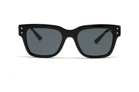 عینک آفتابی ورساچه فریم کائوچویی مستطیلی مشکی عدسی دودی - عکس از زاویه روبرو