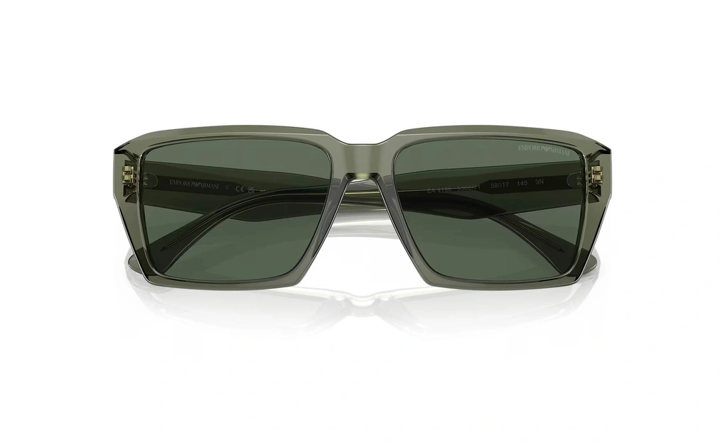 عینک آفتابی مستطیلی شیشه‌ای امپریو آرمانی - Emporio Armani EA4186 با بدنه سبع و عدسی سبز -‌ بالا