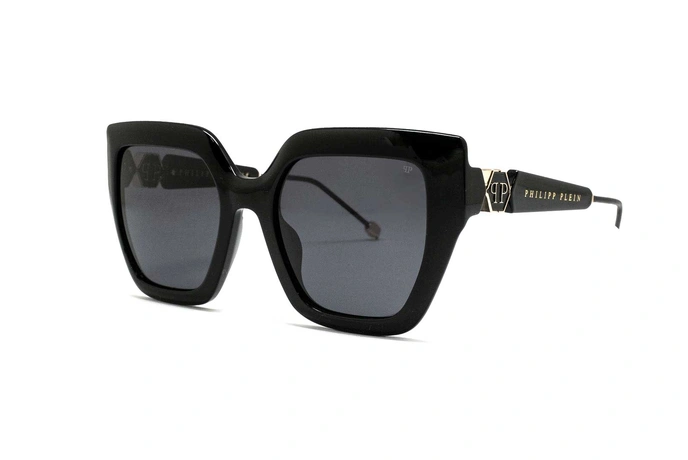 عینک آفتابی پروانه‌ای زنانه فیلیپ پلاین با بدنه مشکی و عدسی مشکی - سه‌رخ