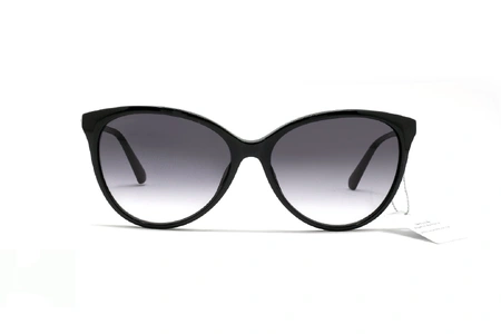 عینک آفتابی گربه‌ای کائوچویی سوواروسکی با بدنه مشکی و عدسی دودی طیف‌دار - روبرو