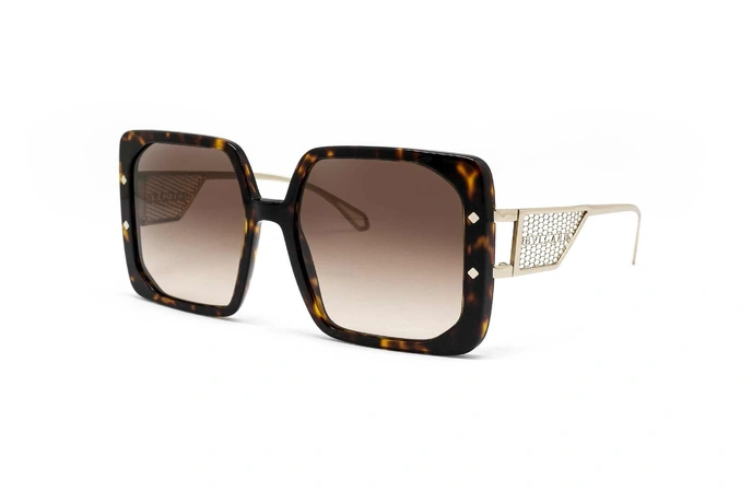 عینک آفتابی مربعی زنانه بولگاری قهوه ای هاوانا - زاویه سه رخ