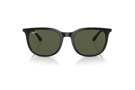 عینک آفتابی مربعی ری‌بن بدنه مشکی با عدسی سبز - زاویه روبرو