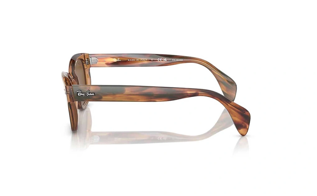 عینک آفتابی پلاریزه مربعی ریبن رنگ قهوه ای شیشه ای عدسی قهوه ای با دسته قهوه ای هاوانا  - عکس از زاویه نیمرخ