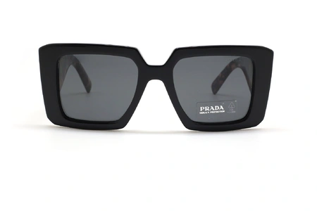 عینک آفتابی پرادا - فریم مشکی دسته قهوه ا یهاوانا و عدسی دودی