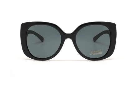 عینک آفتابی زنانه ورساچه فریم کائوچویی مشکی پروانه ای - عکس از زاویه روبرو