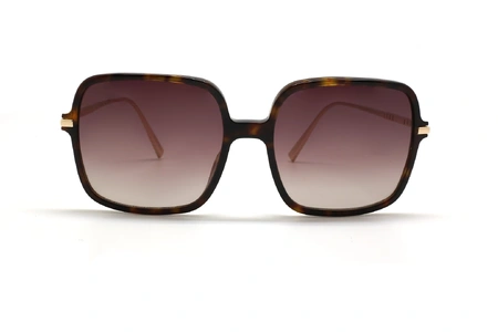 عینک آفتابی مربعی کائوچویی شوپارد - رنگ قهوه ای هاوانا با دسته های طلایی و عدسی بنفش طیف دار - عکس زاویه روبرو