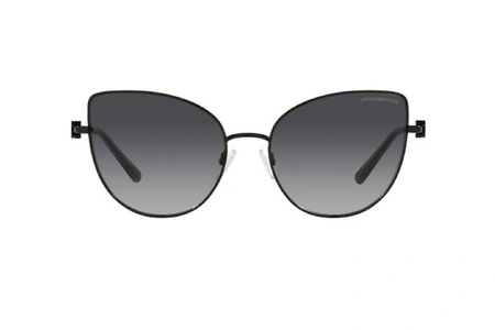 عینک آفتابی زنانه امپریو آرمانی فریم گربه ای مشکی فلزی و عدسی سورمه ای - عکس از زاویه روبرو