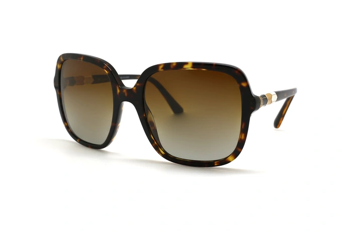 عینک آفتابی کائوچویی بولگاری پروانه ای قهوه ای هاوانا عدسی قهوه ای طیف دار - عکس از زاویه سه رخ