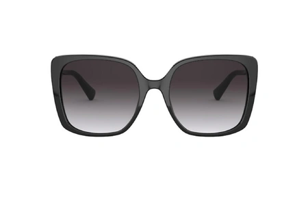 عینک آفتابی زنانه پلاریزه کائوچویی مربعی بولگاری فریم مشکی عدسی دودی طیف دار - عکس از زاویه روبرو