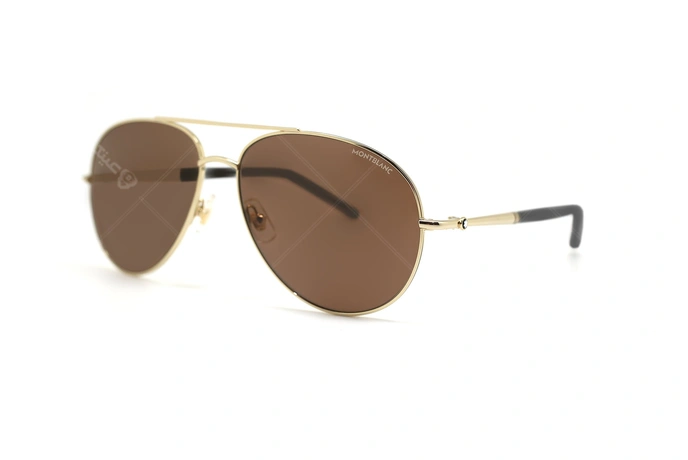 عینک آفتابی طلایی مون بلان - شیشه قهوه ای ساخت ژاپن - زاویه سه رخ