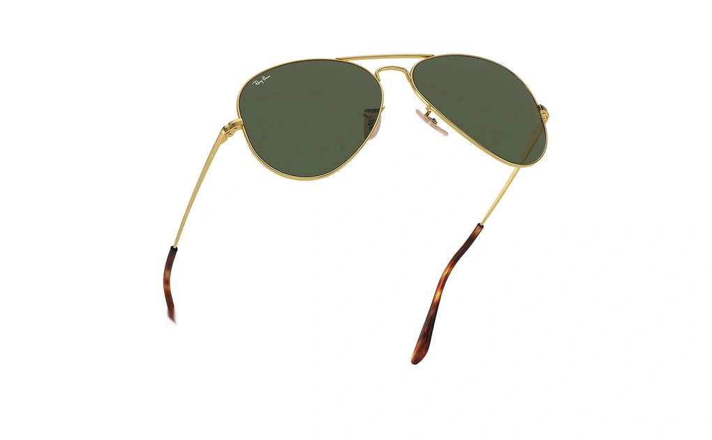 عینک آفتابی طرح خلبانی Ray-Ban بدنه طلایی شیشه سبز کلاسیک G15 - زاویه سه رخ
