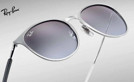 عینک آفتابی تمام فلزی نقره ای ریبن - طرح حدقه خلبانی - مدل اریکا - زاویه نزدیک