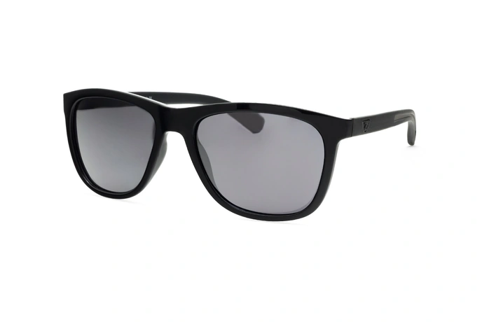 عینک آفتابی مستطیلی زینیا خاکستری با بدنه مشکی - عکاسی توسط عینک وحدت - زاویه ی رو به رو