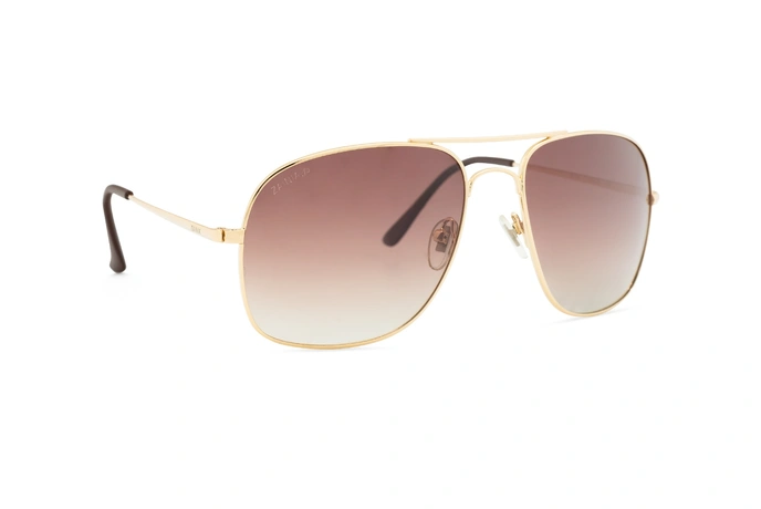 عینک آفتابی زینیا طرح ژنرال ریبن بدنه طلایی عدسی ها قهوه ای طیف دار - عکاسی وحدت - زاویه سه رخ چپ