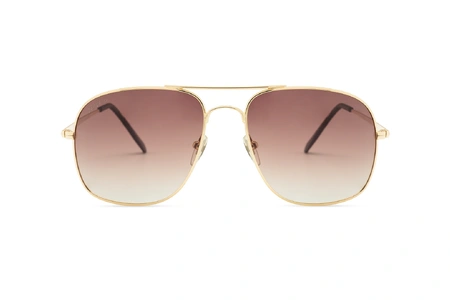 عینک آفتابی زینیا طرح ژنرال ریبن بدنه طلایی عدسی ها قهوه ای طیف دار - عکاسی وحدت - زاویه روبرو