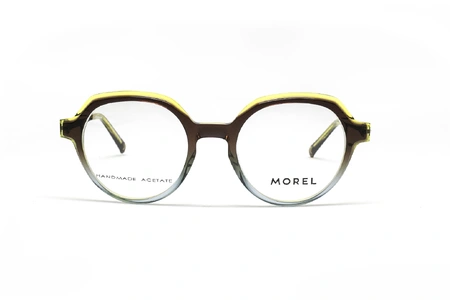 عینک طبی گرد کوالی فریم کائوچویی چند رنگ، زرد، قهوه ای و آبی شفاف - عکس از زاویه روبرو