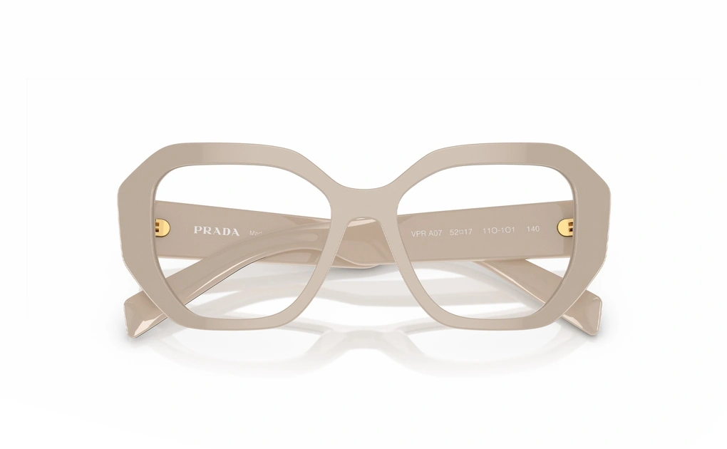 عینک طبی زنانه اور سایز پرادا به رنگ کرم - زاویه بالا