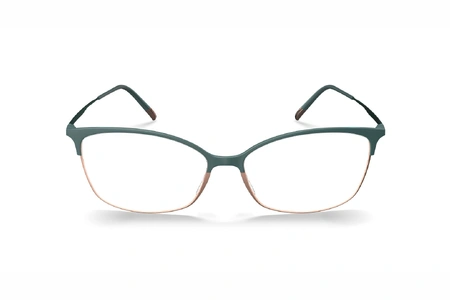 عینک طبی گربه‌ای سیلوئت مدل Urban Fusion به رنگ سبز و رزگلد - زاویه روبرو