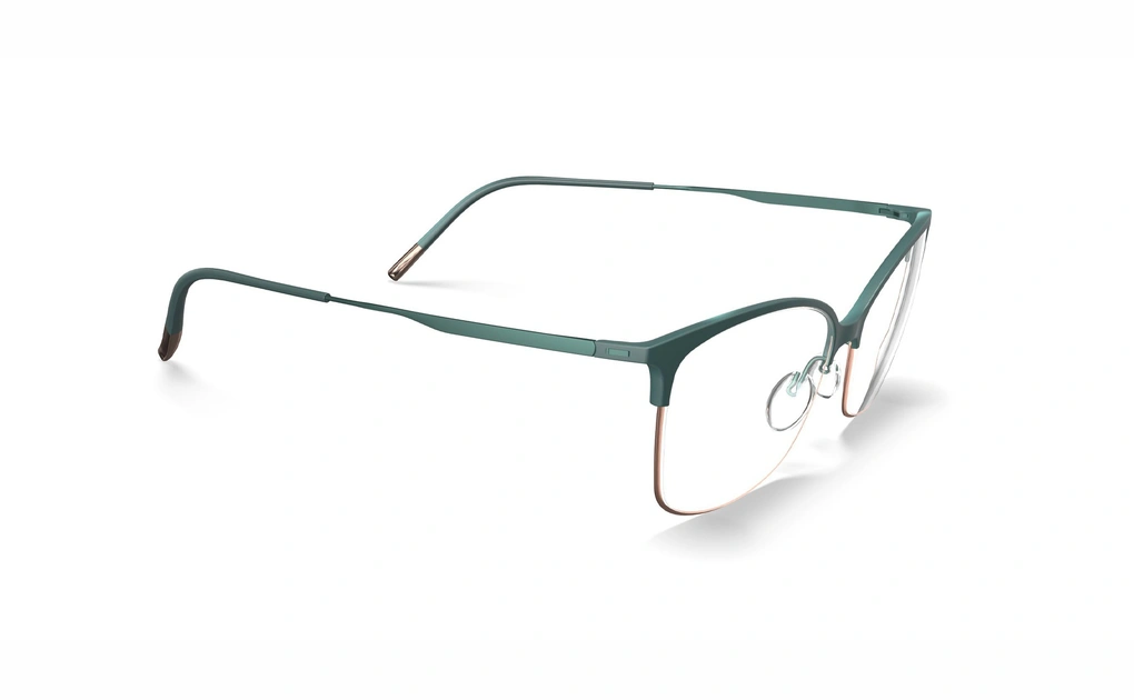 عینک طبی گربه‌ای سیلوئت مدل Urban Fusion به رنگ سبز و رزگلد - زاویه سه‌رخ