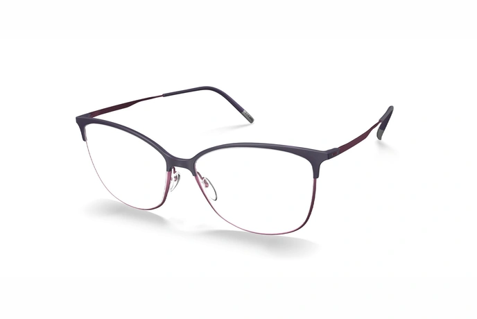 عینک طبی زنانه گربه ای سیلوئت مدل Urban Fusion به رنگ بنفش تیره و صورتی متالیک - زاویه سه‌رخ