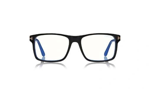 عینک طبی تام فورد فریم کائوچویی مربع/مستطیل بزرک رنگ مشکی - عکس از زاویه روبرو