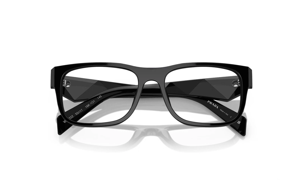 عینک طبی مستطیلی پرادا با بدنه مشکی - زاویه بالا