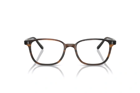 عینک طبی الیور پیپلز فریم کائوچویی مربعی قهوه ای تیره و روشن - عکس از زاویه روبرو