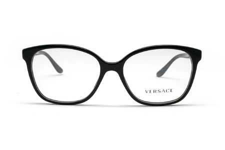 ,ینک طبی زنانه ورساچه فریم کائوچویی گربه ای به رنگ مشکی و دسته نگین کاری شده - عکس از زاویه روبرو