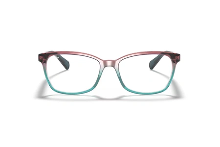 عینک طبی ری بن فریم پروانه جنس استات دو رنگ بالا شرابی شفاف پایین آبی - عکس از زاویه روبرو