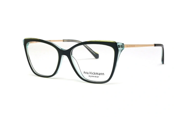 عینک طبی پروانه‌ای آناهیکمن با بدنه سبز و مشکی - سه‌رخ