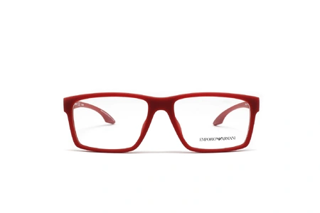 عینک طبی مردانه امپریو آرمانی فریم مربعی ای کائوچویی رنگ قرمز - عکاسی وحدت -  عکس از زاویه رو به رو