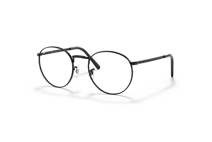 عینک طبی فلزی ری بن مدل گرد طرح جدید رنگ مشکی - عکس از زاویه سه رخ