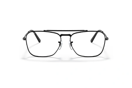 عینک طبی ری بن مدل کاروان طرح جدید فریم فلزی مستطیلی مشکی رنگ - عکس از زاویه روبرو