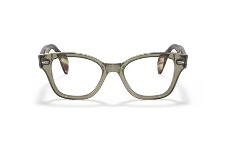 عینک طبی ری بن فریم شبه مربعی استات رنگ سبز و قهوه ای هاوانا - عکس از زاویه روبرو