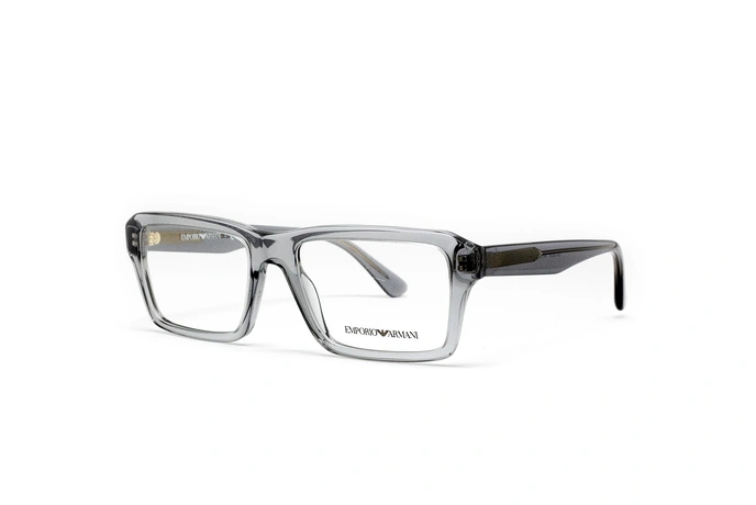 عینک طبی امپریو آرمانی فریم کائوچویی مربعی رنگ طوسی - عکاسی وحدت -  عکس از زاویه سه رخ