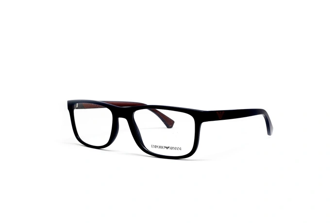 عینک طبی امپریو آرمانی فریم کائوچویی مربعی سرمه ای  - عکاسی وحدت -  عکس از زاویه سه رخ