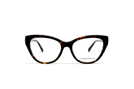 عینک طبی امپریو آرمانی فریم کائوچویی گربه ای رنگ قهوه ای هاوانا - عکاسی وحدت -  عکس از زاویه رو به رو