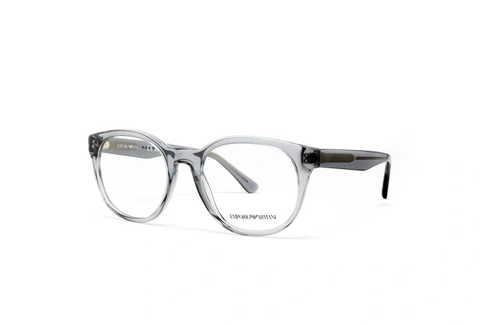 عینک طبی امپریو آرمانی فریم کائوچویی ویفیرر رنگ طوسی - عکاسی وحدت -  عکس از زاویه سه رخ