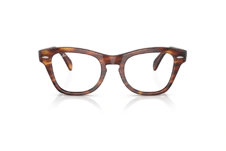 عینک طبی ری بن فریم کائوچویی مربعی به رنگ قهوه ای هاوانا - عکس از زاویه روبرو